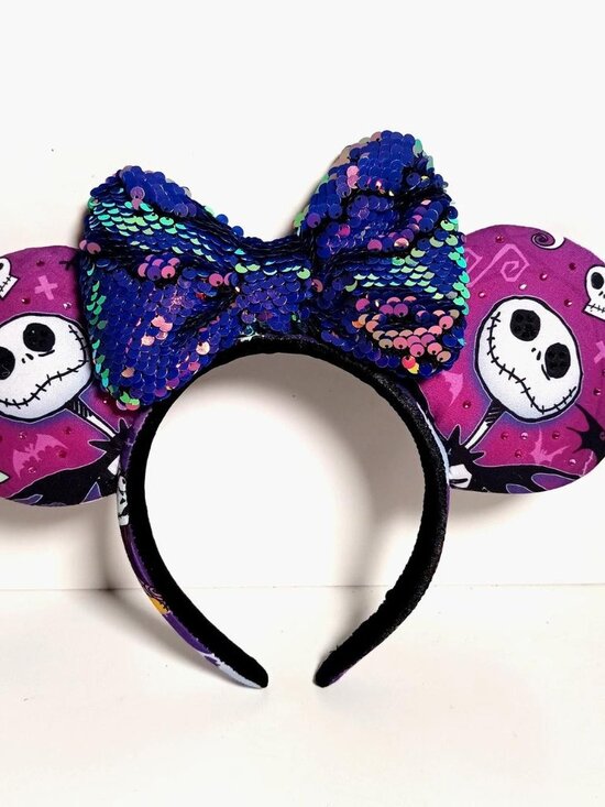 Custom Nightmare Before Christmas Minnie Ears Headband Purple Jack Skellington main image 5